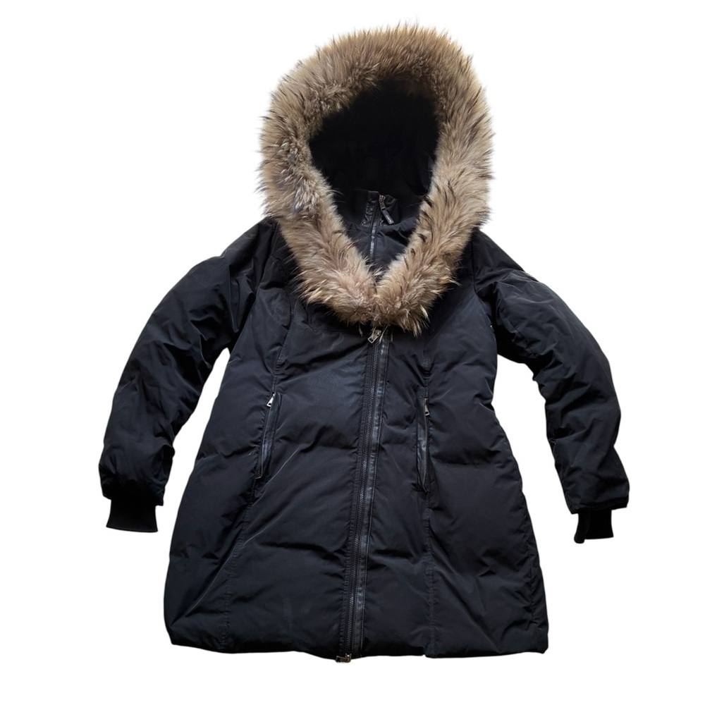 OOKPIK World Women’s Black Down Contessa Parka Jacket with Fur Hood Size X